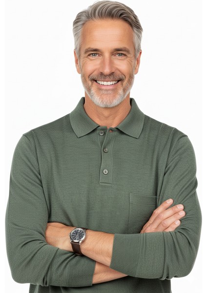 Erkek Kazak Premium Yün Tarzı Klasik Polo Yaka Düğmeli Cepli Rahat Tam Kalıp fiyatları