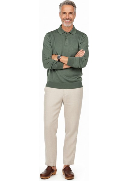 Erkek Kazak Premium Yün Tarzı Klasik Polo Yaka Düğmeli Cepli Rahat Tam Kalıp modelleri