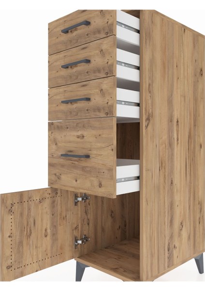 Kronos Dolap 4 Çekmeceli Tek Kapaklı 44X59X134 Çam-Çam indirimleri