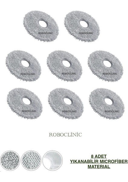 Xiaomi Robot Vacuum X10+ (Plus) / X20+ (Plus) Robot Süpürge Uyumlu Yedek Mop-8 Parça