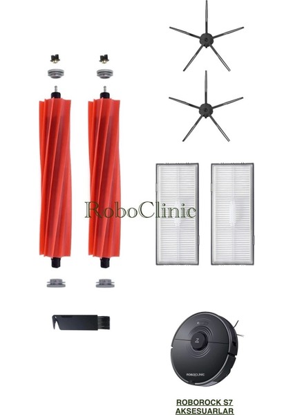 Roborock S7 S7 Max Robot Süpürge Uyumlu Yedek Fırça, Hepa Filtre - 7 Parça