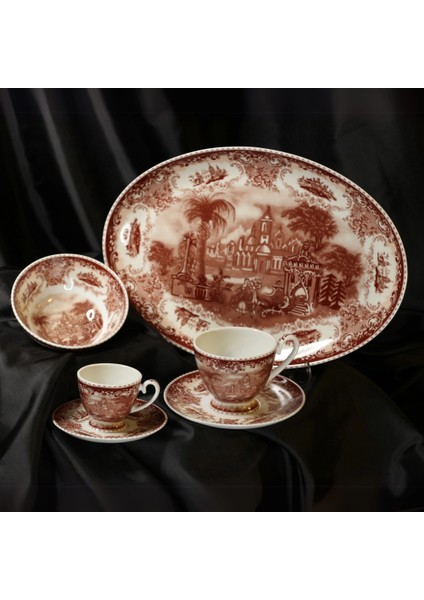 Bawarıa 6 Kişilik 40 Parça Vintage Manzara Desenli Yemek Takımı