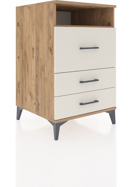 Kronos Komodin Tek Raflı 3 Çekmeceli 60X59X96 Çam-Aytaşı fiyatları