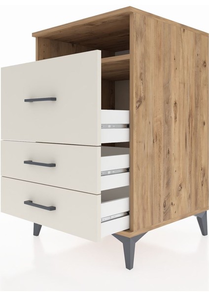 Kronos Komodin Tek Raflı 3 Çekmeceli 60X59X96 Çam-Aytaşı indirimleri