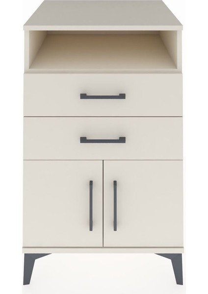 Kronos Komodin Tek Raflı 2 Çekmeceli 2 Kapaklı 60X59X96 Aytaşı-Aytaşı