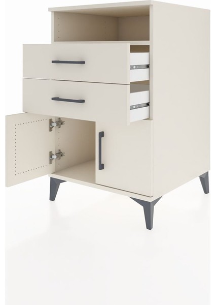 Kronos Komodin Tek Raflı 2 Çekmeceli 2 Kapaklı 60X59X96 Aytaşı-Aytaşı fırsatları