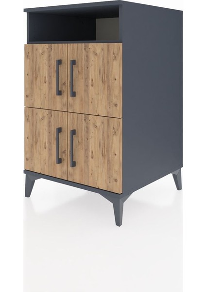 Kronos Komodin 2 Raflı 4 Kapaklı 60X59X96 Antrasit-Çam modelleri