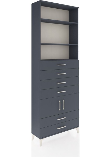 Arges Dolap 4 Raflı 6 Çekmeceli 2 Kapaklı 88X30X243 Antrasit-Antrasit fiyatları