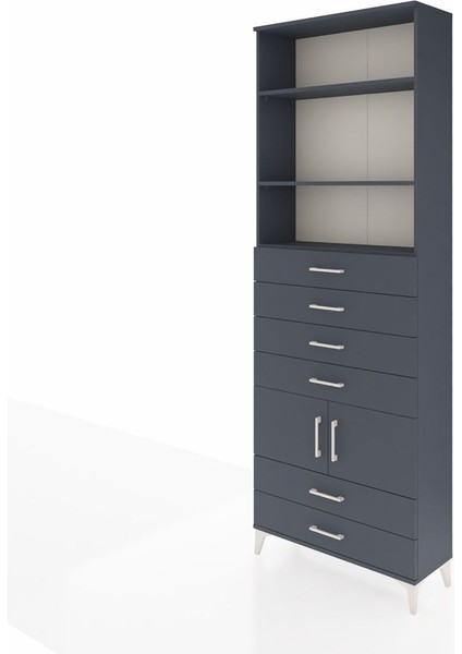 Arges Dolap 4 Raflı 6 Çekmeceli 2 Kapaklı 88X30X243 Antrasit-Antrasit modelleri
