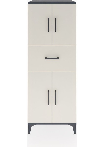 Hyperion Dolap 3 Raflı Tek Çekmeceli 4 Kapaklı 60X44X163 Antrasit-Aytaşı