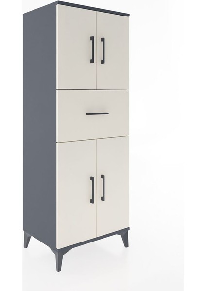 Hyperion Dolap 3 Raflı Tek Çekmeceli 4 Kapaklı 60X44X163 Antrasit-Aytaşı fiyatları