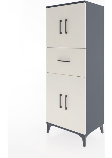 Hyperion Dolap 3 Raflı Tek Çekmeceli 4 Kapaklı 60X44X163 Antrasit-Aytaşı modelleri