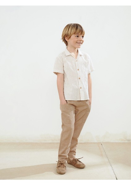 Yeni Sezon Çizgili Erkek Çocuk Keten Gömlek fiyatları