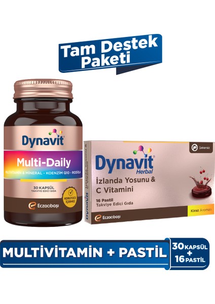 Multidaily (Multivitamin&enerji) + Izlanda Yosunu & Vitamin C (Bağışıklık) – Tam Destek Paketi