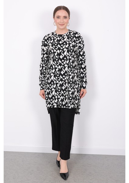 Yazlık Rahat Kalıp Bürümcük Kumaş Leopar Desen Ikili Takım Lastikli Pantolon & Bol Kesim Tunik fırsatları