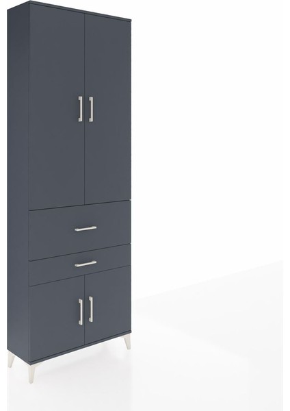 Arges Dolap 5 Raflı 2 Çekmeceli 4 Kapaklı 88X30X243 Antrasit-Antrasit fiyatları