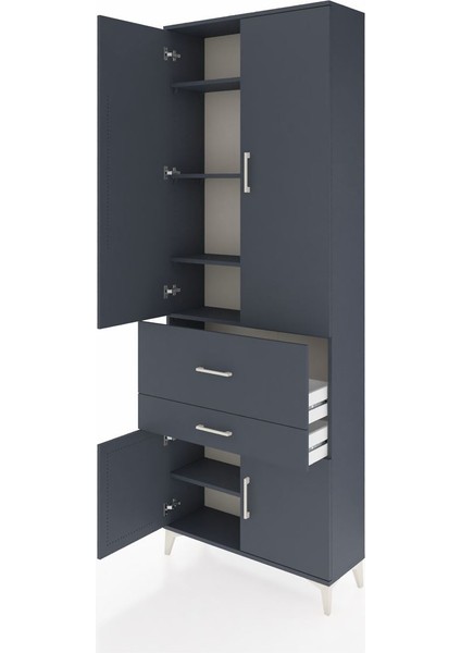 Arges Dolap 5 Raflı 2 Çekmeceli 4 Kapaklı 88X30X243 Antrasit-Antrasit fırsatları