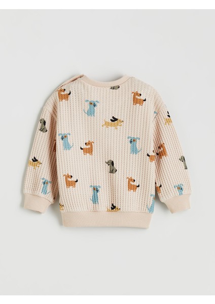Yeni Sezon Bisiklet Yaka Baskılı Erkek Bebek Sweatshirt modelleri