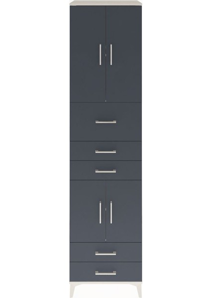 Hyperion Dolap 4 Raflı 5 Çekmeceli 4 Kapaklı 60X44X243 Aytaşı-Antrasit