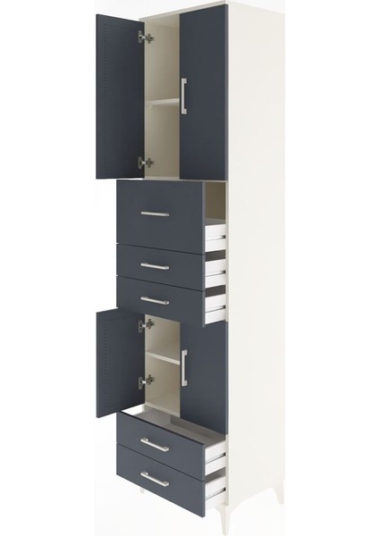 Hyperion Dolap 4 Raflı 5 Çekmeceli 4 Kapaklı 60X44X243 Aytaşı-Antrasit fırsatları