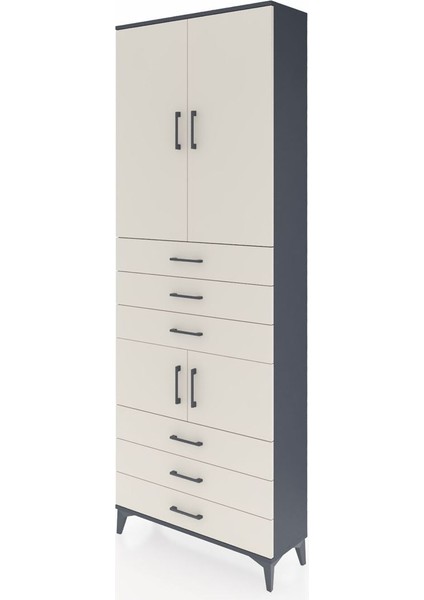 Arges Dolap 4 Raflı 6 Çekmeceli 4 Kapaklı 88X30X243 Antrasit-Aytaşı modelleri
