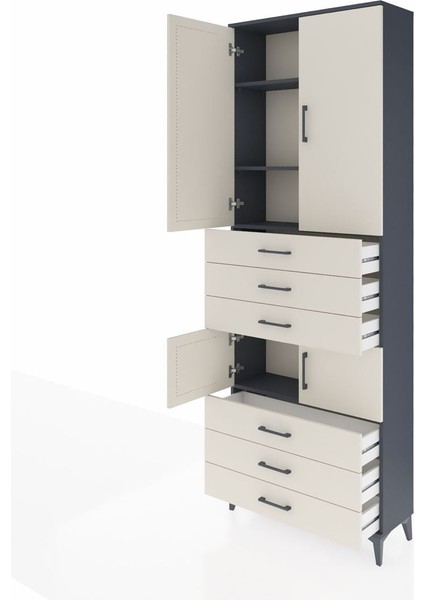 Arges Dolap 4 Raflı 6 Çekmeceli 4 Kapaklı 88X30X243 Antrasit-Aytaşı fırsatları