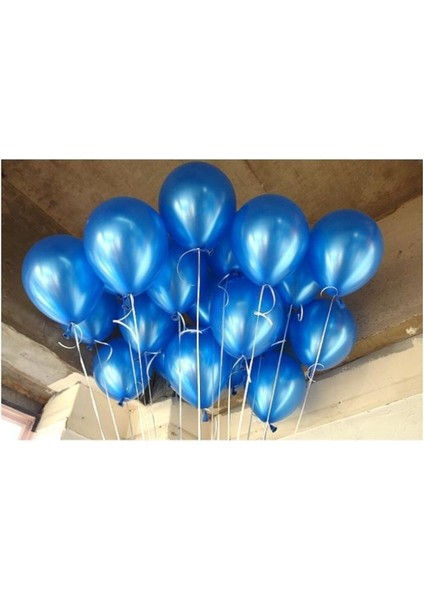 100 Adet Metalik Parlak Koyu Mavi Lacivert Balon (Helyumla Uçan)