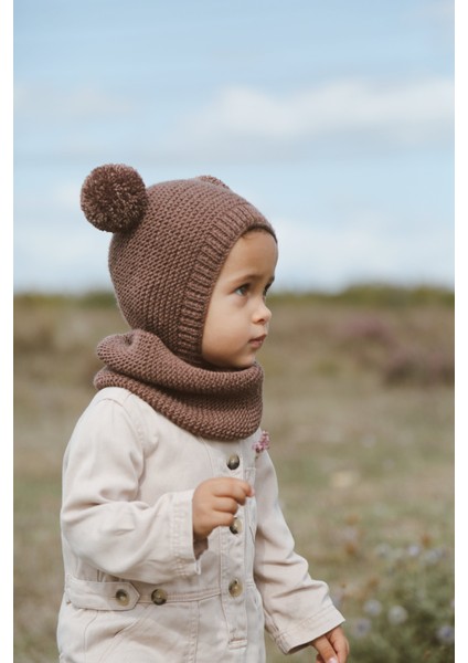 Ponponlu Unisex El Örgüsü Bebek/çocuk Bere-Boyunluk Takımı modelleri