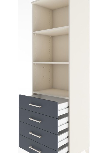 Hyperion Dolap 3 Raflı 4 Çekmeceli 60X44X195 Aytaşı-Antrasit indirimleri