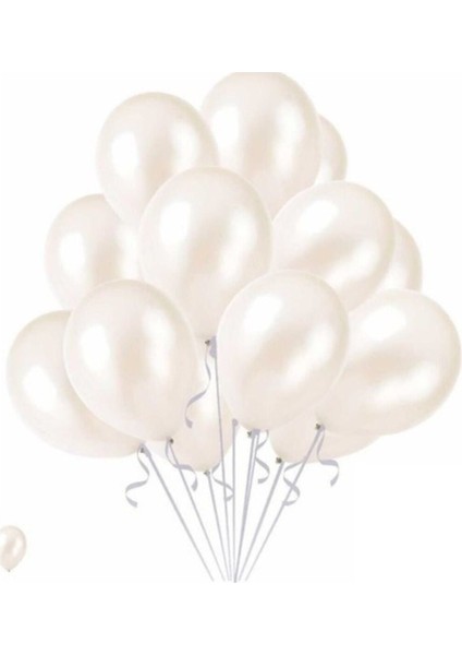 Beyaz Metalik Balon 10'lu