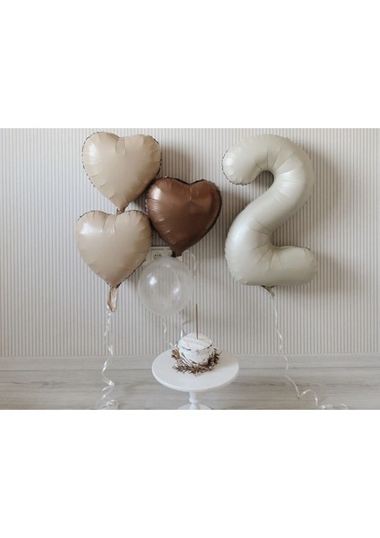2 Yaş Retro Renkler Krem Kahve Tonlar Balon Seti 4 Parça
