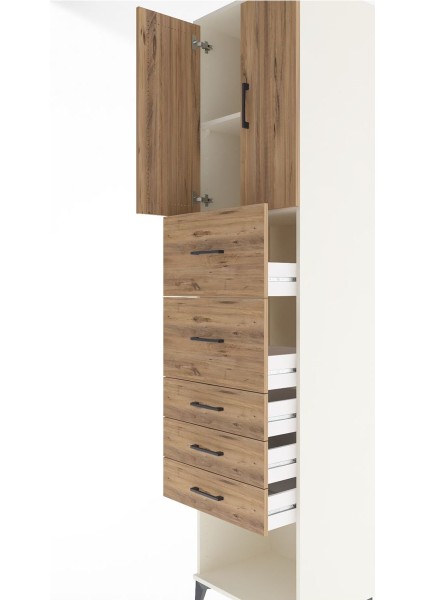 Hyperion Dolap 2 Raflı 5 Çekmeceli 2 Kapaklı 60X44X243 Aytaşı-Çam indirimleri