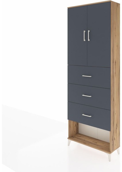 Arges Dolap 3 Raflı 3 Çekmeceli 2 Kapaklı 88X30X243 Çam-Antrasit modelleri