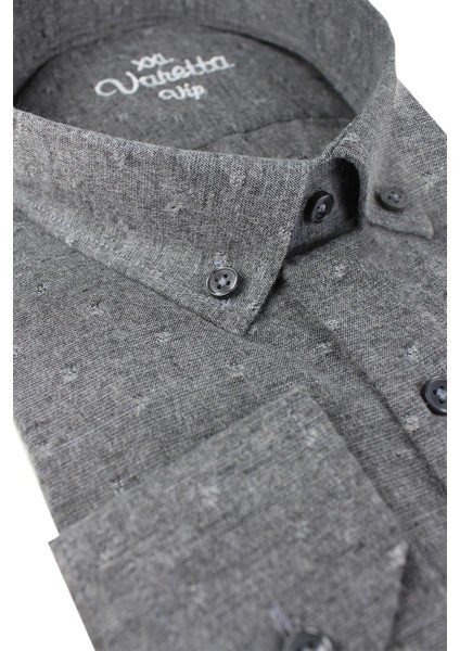 Büyük Beden Erkek Gri Kışlık Yünlü Oduncu Gömlek – Cepli Geniş Kesim Flanel Model