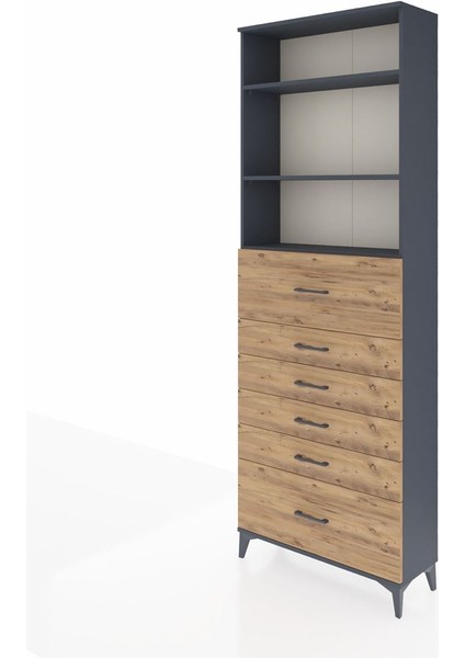 Arges Dolap 3 Raflı 6 Çekmeceli 88X30X243 Antrasit-Çam modelleri