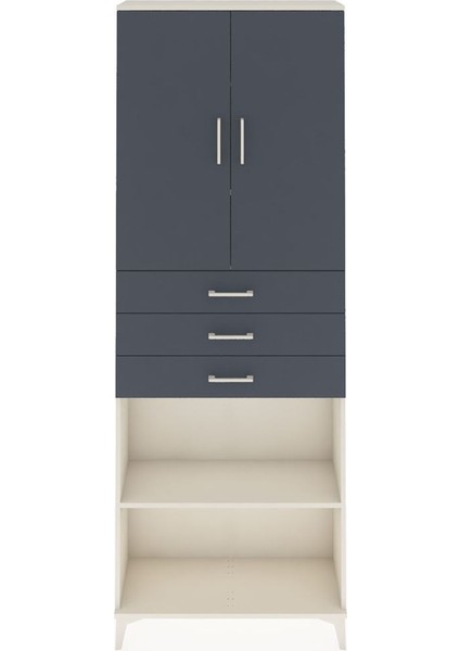 Arges Dolap 4 Raflı 3 Çekmeceli 2 Kapaklı 88X30X243 Aytaşı-Antrasit