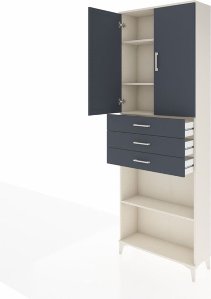 Arges Dolap 4 Raflı 3 Çekmeceli 2 Kapaklı 88X30X243 Aytaşı-Antrasit fırsatları