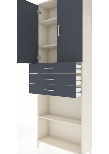 Arges Dolap 4 Raflı 3 Çekmeceli 2 Kapaklı 88X30X243 Aytaşı-Antrasit indirimleri