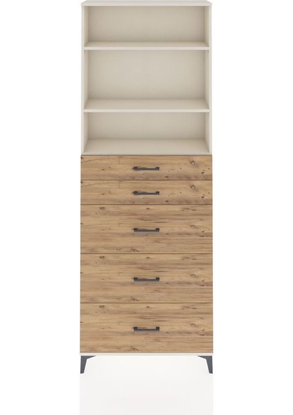 Arges Dolap 3 Raflı 5 Çekmeceli 88X30X243 Aytaşı-Çam