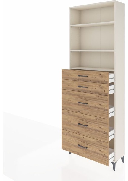 Arges Dolap 3 Raflı 5 Çekmeceli 88X30X243 Aytaşı-Çam fırsatları