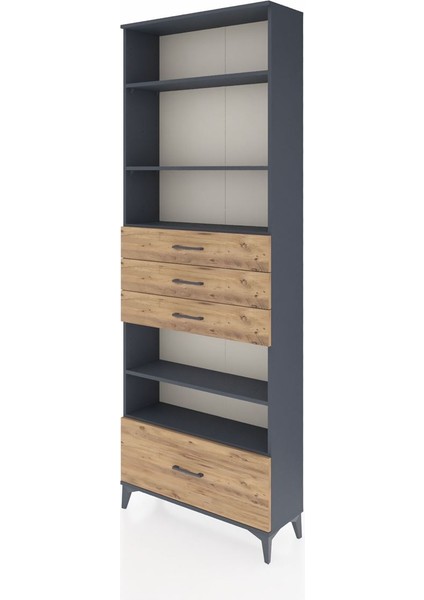 Arges Dolap 5 Raflı 4 Çekmeceli 88X30X243 Antrasit-Çam modelleri