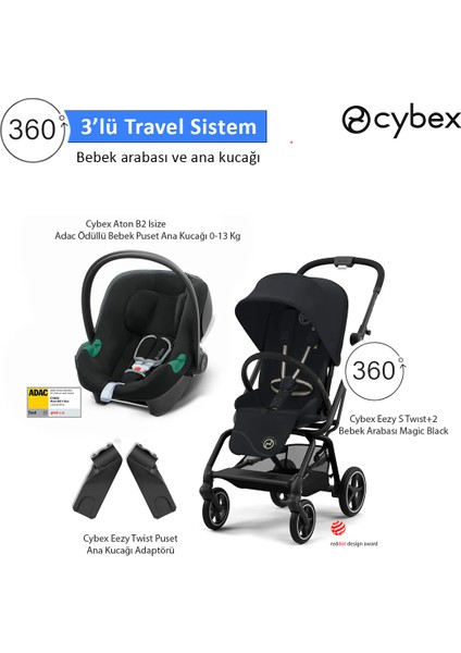 3 Lü Travel Sistem Eezy S 360 Twist+2 + Aton B2 Isize + Eezy Adaptör
