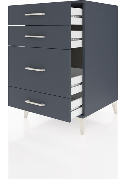 Kronos Komodin 4 Çekmeceli 60X59X96 Antrasit-Antrasit fırsatları