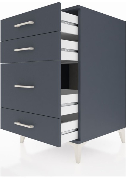 Kronos Komodin 4 Çekmeceli 60X59X96 Antrasit-Antrasit indirimleri