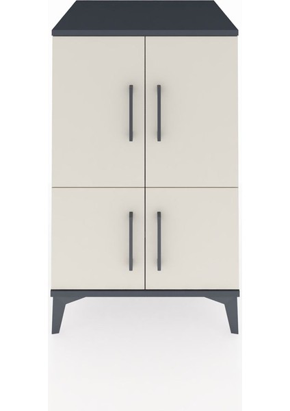 Kronos Komodin 2 Raflı 4 Kapaklı 60X59X96 Antrasit-Aytaşı