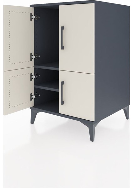 Kronos Komodin 2 Raflı 4 Kapaklı 60X59X96 Antrasit-Aytaşı fırsatları