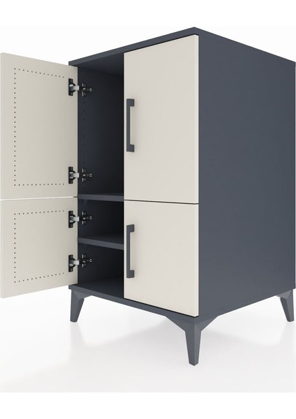 Kronos Komodin 2 Raflı 4 Kapaklı 60X59X96 Antrasit-Aytaşı indirimleri