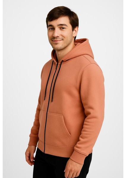 Erkek Fermuarlı Kapüşonlu SWEATSHIRT-W590