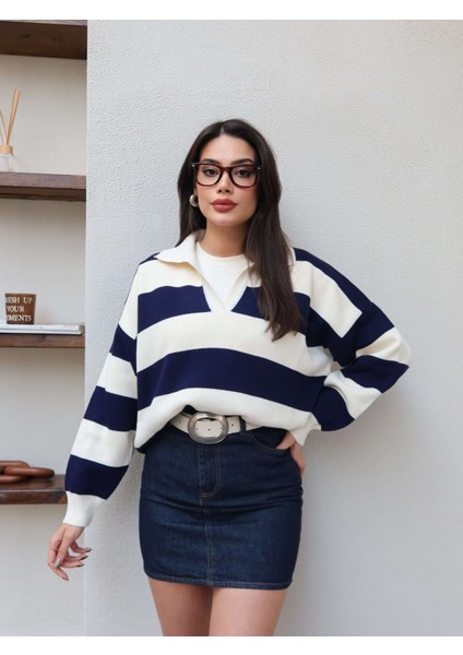 Polo Yaka Çizgili Kazak fiyatları