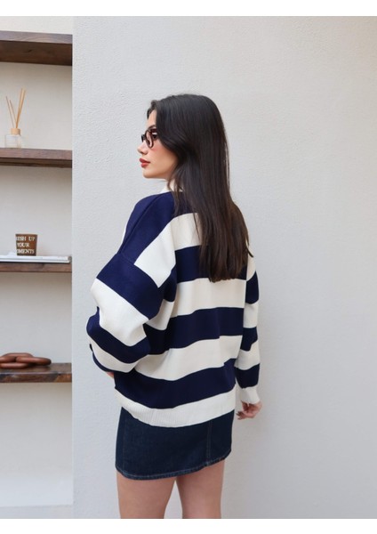 Polo Yaka Çizgili Kazak modelleri